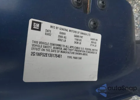 2003 Chevrolet Impala from USA, damaged, VIN 2G1WF52E139176461